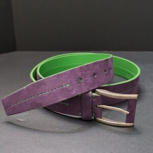 F&H by Fullum & Holt Unisex Purple/ Green Leather Belt,Size 38/95